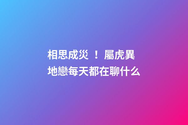 相思成災！屬虎異地戀每天都在聊什么